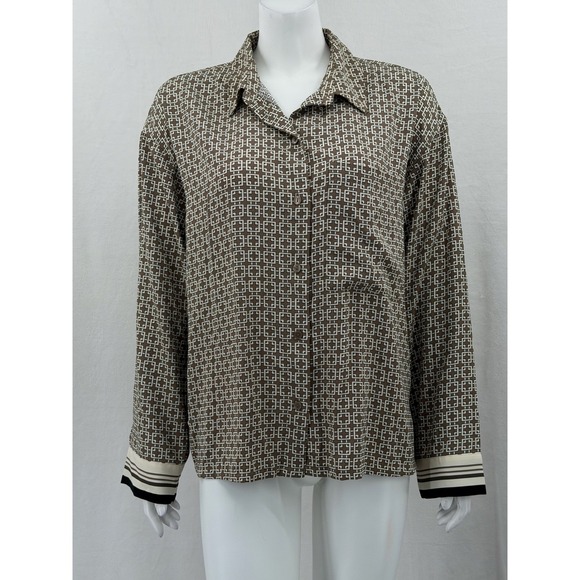 Abercrombie & Fitch Tops - Abercrombie & Fitch Top‎ Womens Medium Brown Geometric Button Up Office Preppy